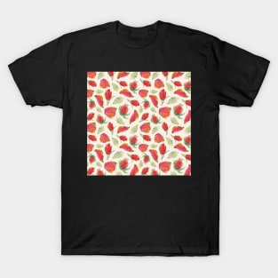 Beautiful Rose Buds and Leaves Pattern T-Shirt